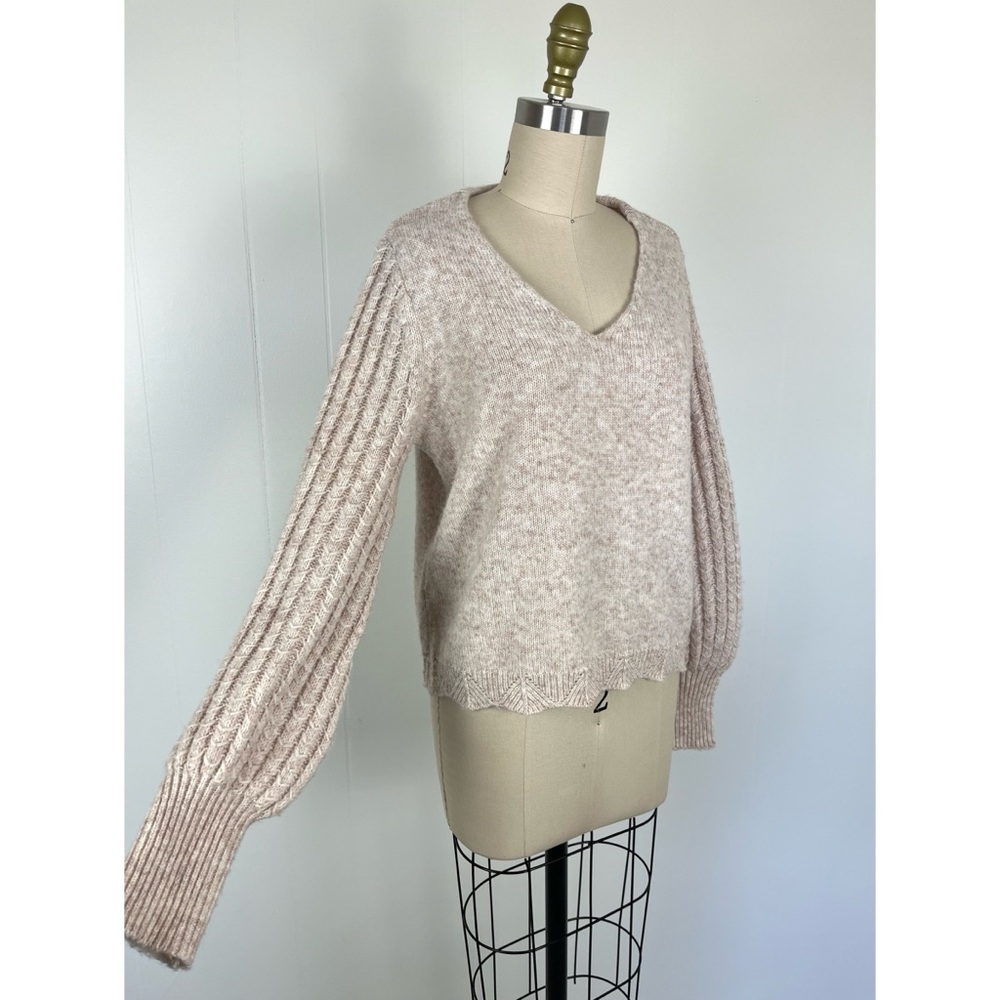 Frye Cream Puff‎ Sleeve Sweater Small Beige Super Soft Quiet Luxury Neutral